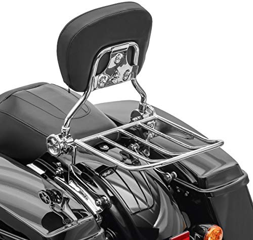 Sissy Bar mit Gepäckträger abnehmbar kompatibel mit Harley Davidson Touring Modelle 09-25 Chrom