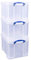 Really Useful Box Plastic Storage Bonus Pack 3x35 Litre Clear with XL Lid Clear