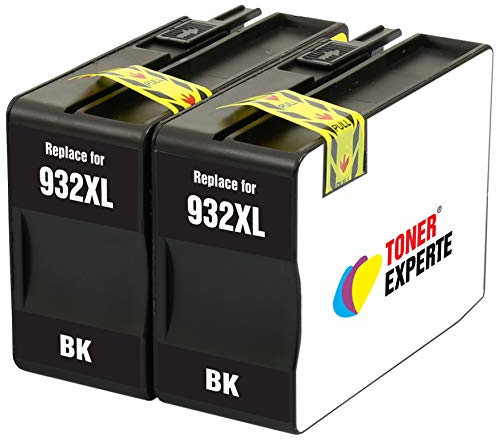 TONER EXPERTE® 2 XL Schwarz Druckerpatronen Ersatz für 932 932XL CN053AE kompatibel für Officejet 6100 6600 6700 7110 7510 7600 7610 7612 7620 | hohe Kapazität