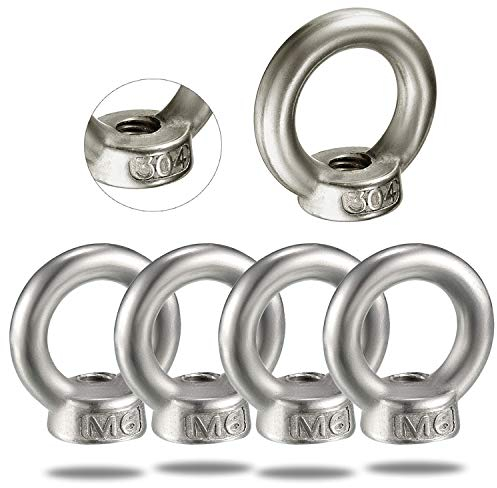 8 Pcs M6 Écrou à Oeil de Levage Inox 304,Écrou de Bague Métriques,Est Coulé et Poli,Ce Qui en Fait un Appareil de Levage Idéal