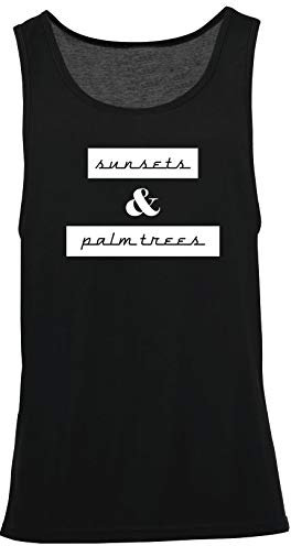 Hippowarehouse Sunsets and Palm Trees Vest Scoop Sleeve Unisex Tank top Black