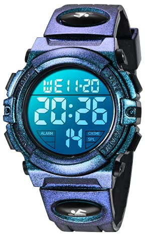 BEN NEVIS Digital Uhren für Kinder Jungen - 50 M Wasserdicht Sports Outdoor Digitaluhr Kinder Silikon Armbanduhr mit Wecker/Stoppuhr/LED-Licht/Stoßfest/Datum,Elektronische Kinderuhren Blau