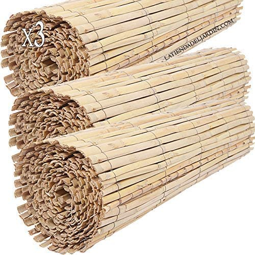 Suinga 3 x Canisse naturelle pour jardin, 1,5 x 5 m, idéale pour la dissimulation, la délimitation ou l'ombrage. Dissimulation à 95%