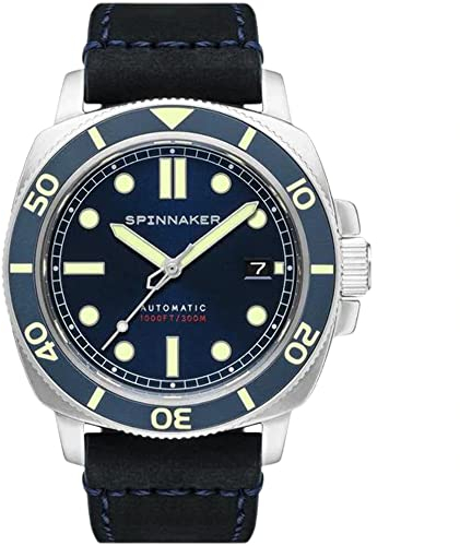 Spinnaker Herren 42mm Hull Diver Automatik Arctic Blue 3-Zeiger-Uhr mit Echtlederarmband SP-5088-02