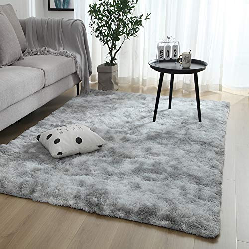 Swsen Alfombra Shaggy Salón Grandes - Alfombras Dormitorio Modernas para Pelo Largo Lavables - para Dormitorio, Comedor, Pasillo y Habitación Juvenil - Gris, 80x160 cm