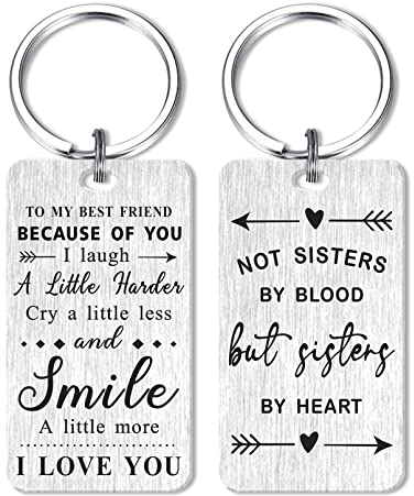 MOQIYXL Velentines Geschenke Schlüsselanhänger für Frauen, Teenager, Mädchen, nicht Schwestern von Blood But Sisters By Heart Freundschaftsgeschenke, Best Friend, Large