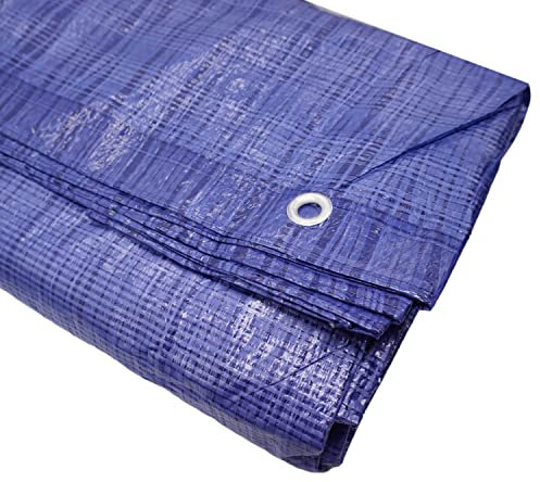 Paquete de 1 lona impermeable de 3 x 4 m, color azul, 55 g/m2, con anillos de metal, hojas protectoras, cubierta de coche, lona multiusos (1 unidad, 3 x 4 m)