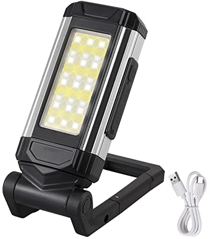 COLFULINE LED Work Light, Inspection Light Magnetic Torch Lamp 7 Modes Portable Flashlight, Rotatable Foldable and with Hook IPX6 Waterproof for Repair, Emergency Camping, Red (COFMY441)