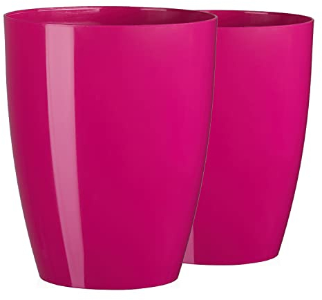 Tymar Orchideentopf Übertopf, 2er-Pack, transparent, Blumentopf, Blumenkübel für Orchidee, Pflanzentopf aus Kunststoff, Moderne, schlanke, Runde Form, AGASTO001 (Rosa, ø 14 cm)