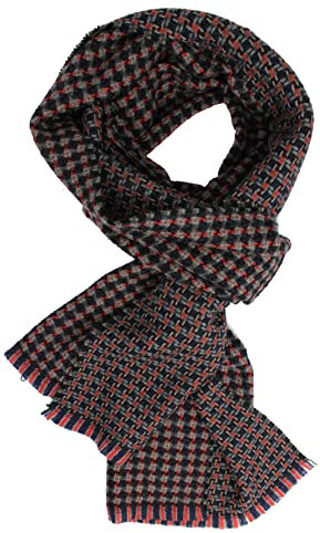 Rotfuchs Webschal Herrenschal Karo 100% reine Wolle 190x 35 cm braun rot grau