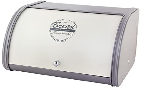 Milageto Portapane Angolare Multifunzionale per Biscotti da Forno, Bianco Grigio