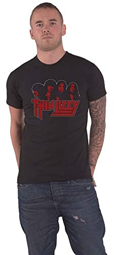 Thin Lizzy T Shirt Band Photo Logo Official Mens Black L