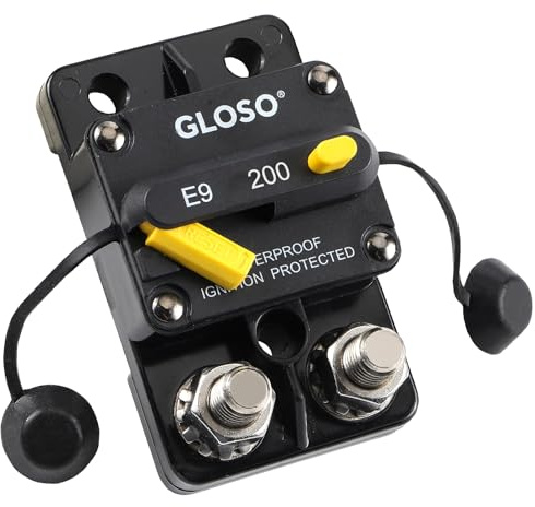 GLOSO Leistungsschalter Manuell Reset Schutzschalter Sicherungsautomat Wasserdichtes Boot Kfz Batterie Auto Lastwagen 200 Ampere E9C