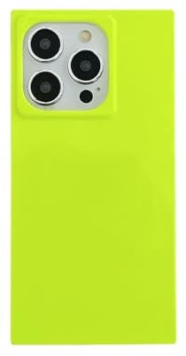 Square Neon Yellow Phone Case Compatible with iPhone 14 Pro Max 6.7 inch,Bright Vibrant Fluorescent Trunk Edge Design Sleek Stylish Trendy Soft Protective Slim Cover(Yellow,iPhone 14promax)