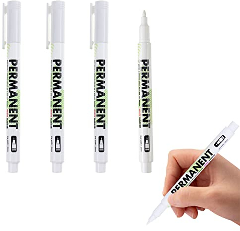 TUKNN Weißer Stift, Weißer Marker, Acryl Weiß Permanent Marker, Wasserfest Weißer Marker Stifte, für Holz Stein Kunststoff Leder Glas Stein Metall Leinwand Keramik, 4 Stück (Weiß)