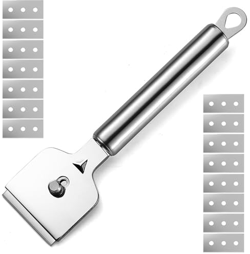 Yoezuo Raschietto Vetroceramica e 15 Lame in Acciaio Inox di Ricambio, Professionale Spatola per Casa, Cucina, Colla, Decalcomanie, Piano Cottura, Forno