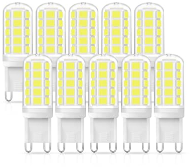 LED-Glühbirne, 40W Halogen-Glühbirnen-Äquivalent LED-G9-Glühbirne, 400LM Cool White G9 Sockel LED für Kronleuchter Beleuchtung Dekor, energiesparende LED-Kapsel-Lampen, nicht dimmbar, 10 Packungen