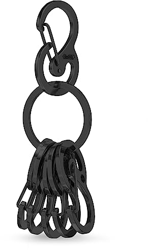 KeyUnity KS05BK Mini Mousqueton en Acier Inoxydable, Porte-clés Organisateur Porte-clés pour clés, Lampe de Poche et sifflets