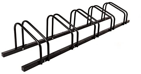 KARAT râteliers à vélo en Acier Inoxydable Linus pour jusqu'à 6 vélos avec des pneus jusqu'à 55 mm de Largeur, Montage au Sol ou au Mur, Stationnement de vélo pour l'extérieur (Noir, 5 vélos)