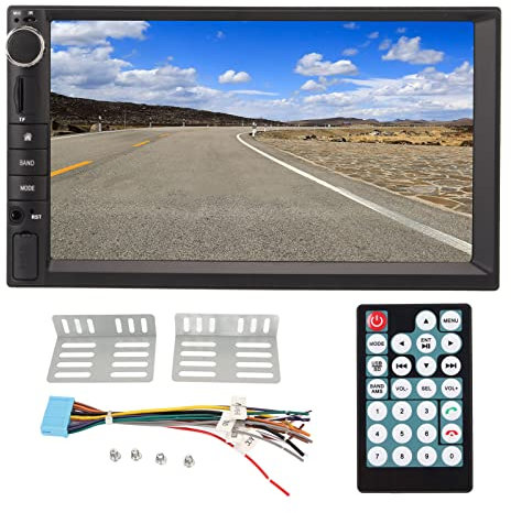Stéréo de Voiture Double DIN, Autoradio à écran Tactile de 7 Pouces avec Lien Miroir, Prise en des Appels Mains Libres Bluetooth USB FM AM, Lecteur Multimédia DVD de