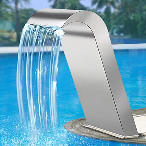DEHIWI Fuente de Cascada de Acero Inoxidable,Fuente De Piscina,Cascada Piscina Decoración De Piscina Chorros para Piscinas Enterrada/sobre El Suelo,Estanque,Patio,500x600mm