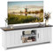 COSTWAY TV Stand for TVs up to 65 Inches, Wooden TV Cabinet Media Entertainment Center with 2 Doors and Storage Shelves, 145cm Modern TV Unit Console Table for Living Room Bedroom (Dark Grey+White)