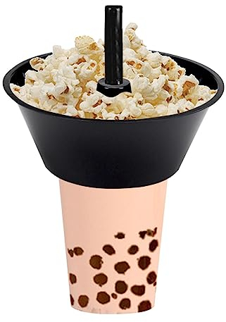 EUBEISAQI Tazza per Bevande e Snack - Bicchieri da Stadio 2 in 1 con Scodella in Cima,Bicchiere per Popcorn a Tenuta stagna, Bicchiere da Stadio Portatile per -The-Go, Parco, Cinema, casa, Viaggi