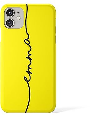 Tirita Personalised Phone Case Compatible with iPhone 11 Pro Max Hard Cover, Colourful Summer [13- Neon Yellow Handwritten Name]