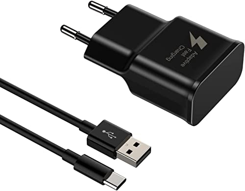 Caricabatterie 15W con A13, S10, S9, S8, A51, A52, A52S, A33, A53, S8 Plus, S9 Plus, S10 Plus, Z Flip3, Z Fold2 5G, sostituzione del caricabatterie rapido originale Bianco+2m cavo di tipo C