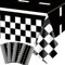 4Pcs Racing Car Tischdecken, Auto Geburtstag Partyzubehör für Kindergeburtstag Kunststoff schwarz Racetrack Party Tischdecke Tischdekorationen für Geburtstag Racing Car Theme Party, 130 x 270cm