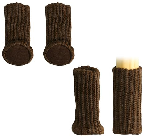 kwmobile 4x Chaussette pieds de meuble - Lot 4x embout protège pieds chaise table tabouret - Patin sol en acrylique Chair Socks - marron