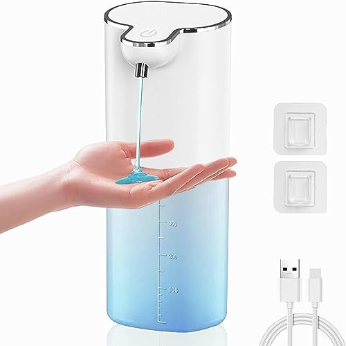 Savon Automatique Savon Liquide sans Contact Rechargeable 400 ML Support Mural 4 volumes de Mousse réglables Savon électrique ipx5 avec capteur de Mouvement Infrarouge - Nettoyage Automatique