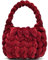 Handgewebte Umhängetasche für Frauen, gestrickte Tragetaschen, handgefertigte geflochtene Geldbörse, niedliche Puffy-Tasche für Herbst und Winter, Weinrot, Medium