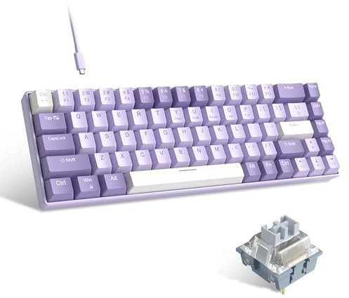MageGee Portable 60% Gaming Mechanical Keyboard, Minimalist MK-Box RGB Backlit Compact 68 Keys Wired Office Keyboard with Blue Whale Switch for Windows Laptop PC Mac Convenient(Purple & Purple)