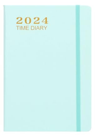 Taschenkalender 2024, Kalender 2024, wöchentlicher und monatlicher Terminkalender mit Tasche, elastischem Verschluss, Notizseiten, Monatsregister, Blau