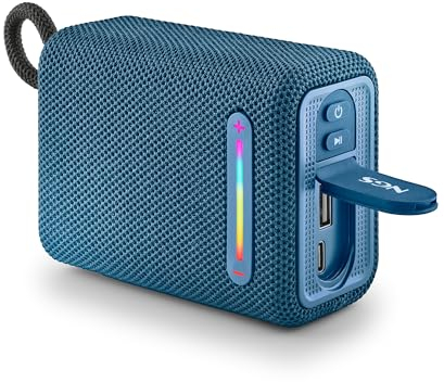 NGS Roller Furia 1 Blue - Altavoz Portátil Compatible con Tecnología Bluetooth, Luces RGB, Impermeabilidad IPX6, 15 W, True Wireless, USB, Duración Batería 9 Horas, Azul