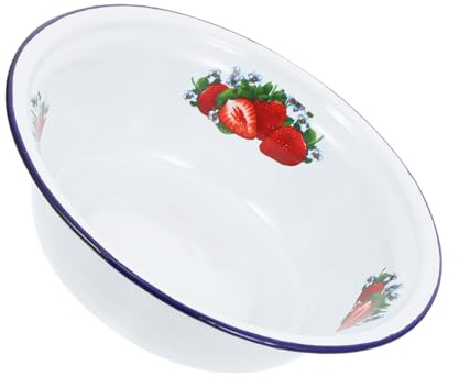 Luxshiny Cuenco Esmaltado Para Mezclar Ensaladera Vintage Cuenco Redondo De Ramen Lavabo Esmaltado Cuenco Vintage Para Sopa Cuenco Redondo Para Servir Para El Hogar 20 Cm