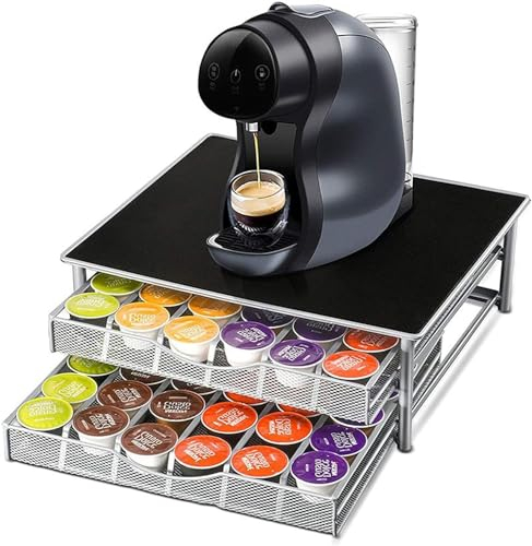 Cokritsm Porte Capsules Tiroirs à Capsules de café pour Dolce Gusto,Tiroir Porte-capsules de Café avec Tiroir Coulissant,72 Capsules Capacité, Porte Dosette de Café pour Maison, Bureau, Cuisine Noir