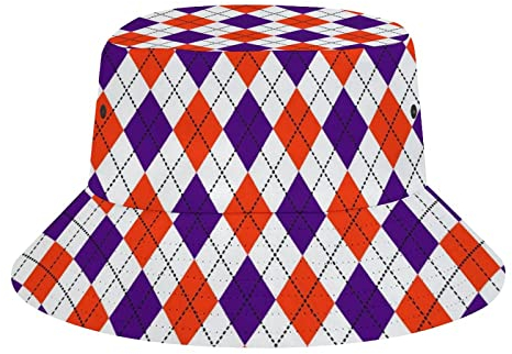 Fischerhut mit buntem Argyle-Muster, für Damen, Herren, Teenager, verstaubar, Sommer-Sonnenhut, Reisen, Outdoor, Unisex, Buntes lässiges Argyle-Karomuster 10, One size