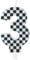 Racing Cars Birthday Candles With Black and White Stripes, Themed Party Decorations, Number 3 Cake Topper for Girls Boys 3rd Birthday Party Supplies