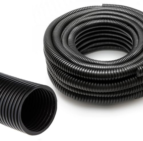 VIALIA Kabelschutzschlauch ungeschlitzt 2m x 50mm, Flexibles und UV-beständiges Wellrohr aus Polypropylen, stabil und biegfest, Temperaturbereich -40°C bis 130°C, schwarz