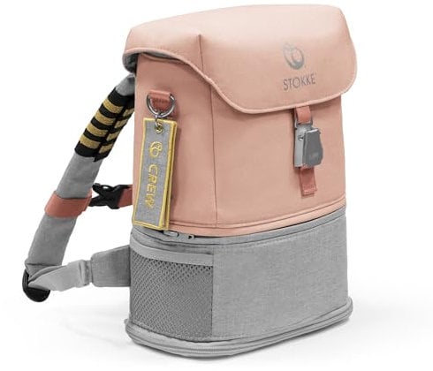 Stokke JetKids BackPack, Coral Pink - Erweiterbares Design für Kinder von 2-7 - Pflegeleichter, wasserabweisender Stoff - Mit herausnehmbarer Sitzunterlage, Namensschild & abnehmbaren Kapitänsstreifen