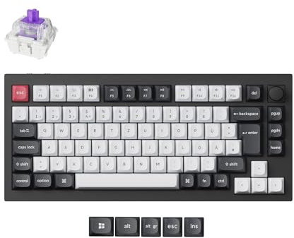 Keychron Q1 HE Kabellose benutzerdefinierte mechanische Tastatur, deutsches DE ISO-Layout, mit Hall-Effekt, Gateron-Doppelschienen-Magnetschalter, Rapid Trigger, QMK 2,4 GHz Bluetooth