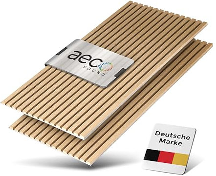 Aeco Sound® - Akustikpaneele aus Holz, 2 Stück x 120x60cm (1,44qm) 2,1cm dick - Wandpaneele aus Akustik-Filz (Grau) & Echtholz-Furnier (Eiche) - 3D Wandverkleidung, Holzpaneele, Schalldämmung