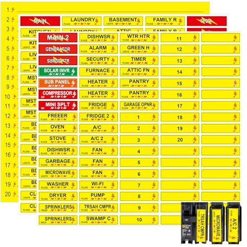 Electrical Panel Identification Tags, 170 Pcs Fuse Box, Sockets & Lights, Circuit Breaker, Directory, Panel Marker