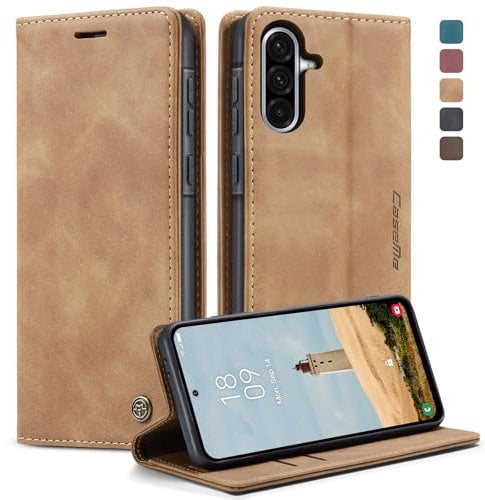 KZB Handyhülle für Samsung Galaxy A56 5G Hülle Premium Leder Klappbar Tasche Flip Case Magnet Kartenfach Standfunktion Klapphülle Schutzhülle für Samsung Galaxy A56 - Braun