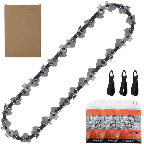 3 PCS Chainsaw Chain Set with 3 Hook and Loop Straps for 10 Inch (25cm) Bar, 40 Drive Links, 3/8 LP .050 Gauge, Low-Kickback Compatible for Bosch, Black & Decker, Makita, Worx and More