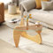 GOPLUS Table Basse Vitrée Irrégulière, Table de Salon avec Base Pivotante en Bois et Plateau en Verre Trempée,Verre pour Travailler, Bureau, Charge 60 KG (82x57x39,5CM)