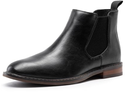 Bruno Marc Herren Chelsea Stiefel Anzugstiefel klassische Business Boots,Size 47,Schwarz,SBAB25002M