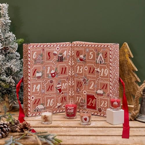 WEB2O Adventskalender mit 24 Duftkerzen, Rot und Kraft, Weihnachtskollektion, für Erwachsene und Jugendliche